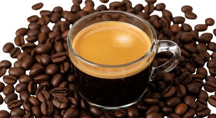 Fresh espresso cup isolated on transparent background