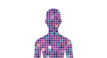 Abstract human form mosaic vibrant digital art
