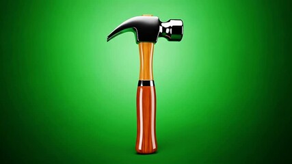 3D Animated Claw Hammer Rotating on Green Background - Powered by Adobe
