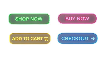 Four colorful buttons isolated on transparent background