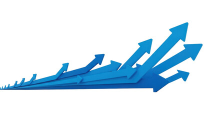 Blue arrows rising isolated on transparent background