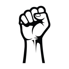 Raised fist symbol of power and protest vector illustration human rights
