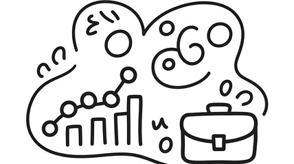 Modern business icons — charts, briefcases, graphs