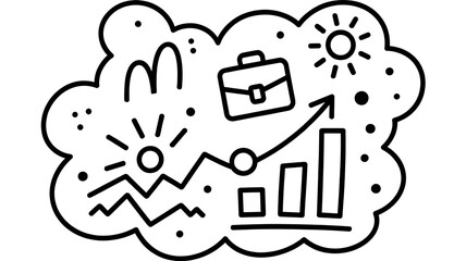 Modern business icons — charts, briefcases, graphs