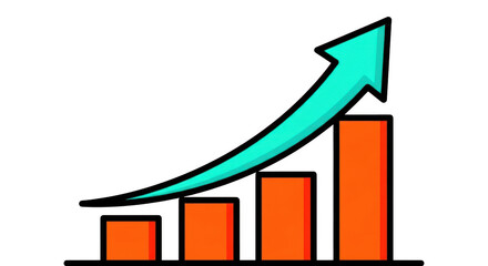Growth chart arrow isolated on transparent background