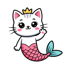 Obraz premium Adorable kitten dressed as a mermaid princess with a sparkling crown