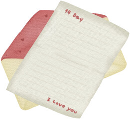 Envelope Heart Letters Love Key and Calendar for Valentine's Day February 14 Illustration