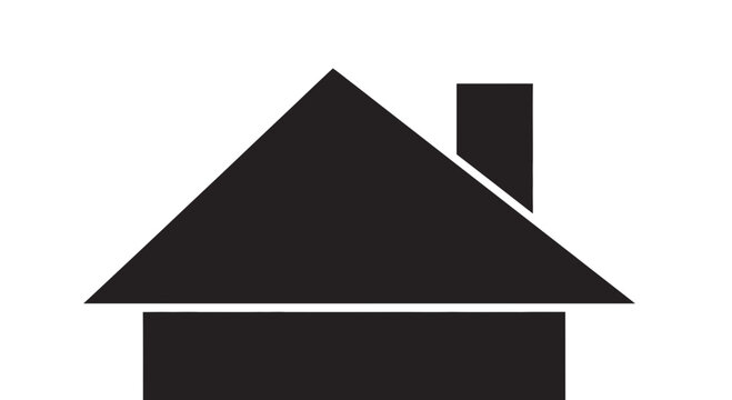 Modern minimalist house icon symbolizing home ownership, real estate, and shelter, perfect for branding and design projects.