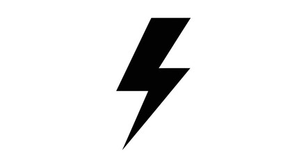 Dynamic black lightning bolt symbol conveying powerful energy and electric force for modern concepts