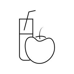Isolated black and white apple juice icon. Vector illustration, doodle style, side view. Healthy eating only. Suitable for mobile apps, websites, and advertising.