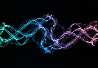 Abstract smoke flowing with vibrant colors on a dark background creating a mesmerizing visual effect