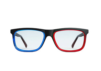 Fototapeta premium Glasses black frame, blue left, red right