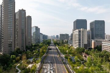 aerial view road through city