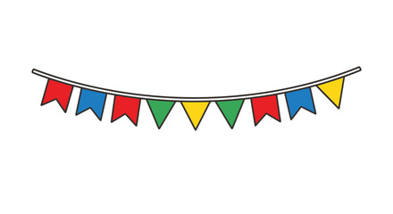 Obraz premium Colorful party flags bunting vector illustration of festive decoration element isolated on white background