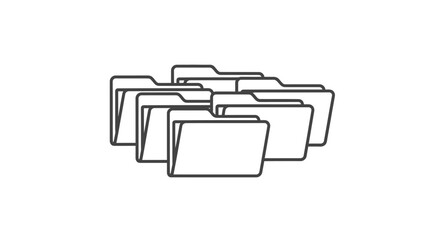 Outline folder icon set simple line vector design element for user interface and file management isolated on white background