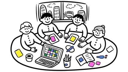 Team collaboration vector scenes