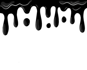 A black dripping liquid resembling ink, paint, or melted chocolate, isolated on a white background.