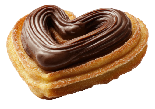 Heart-shaped pastry topped with smooth, rich chocolate