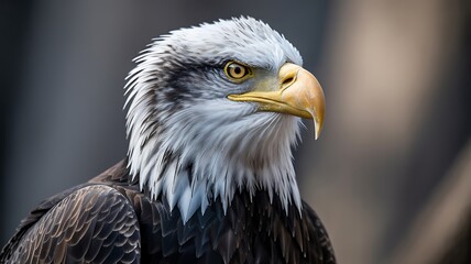 Fototapeta premium Majestic Harpy Eagle Profile Portrait with Sharp Yellow Eye and Feather Crest