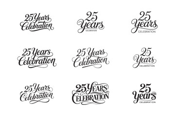 25 Years Celebration Decorative Classic Calligraphy Typography Vector Design