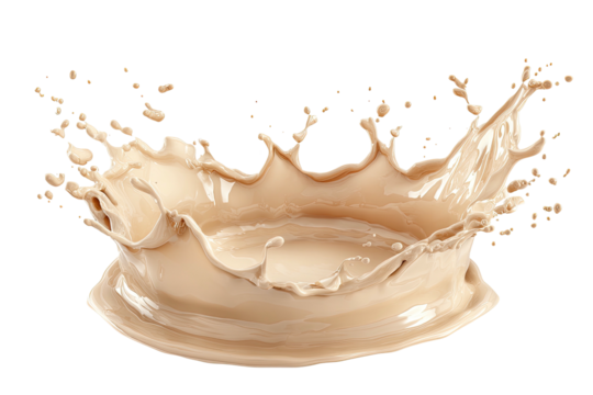 Beige liquid splashing upward in a crown-like shape