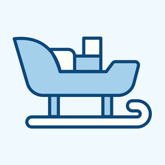 Blue icon of an sleigh