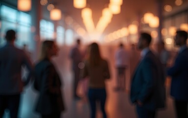 Blurred shot of business people at party in office center. High quality