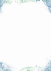 Obraz premium Modern Watercolor Blue and Green Abstract Border: Artistic Background Template for Creative Design