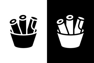Cinnamon Stick Vector Illustration. Simple Black and White Silhouette Design