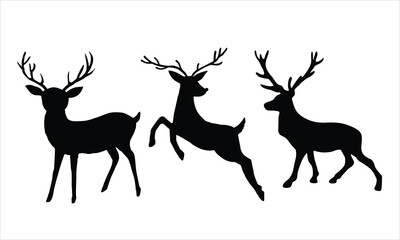 Set of Elegant Deer Silhouettes