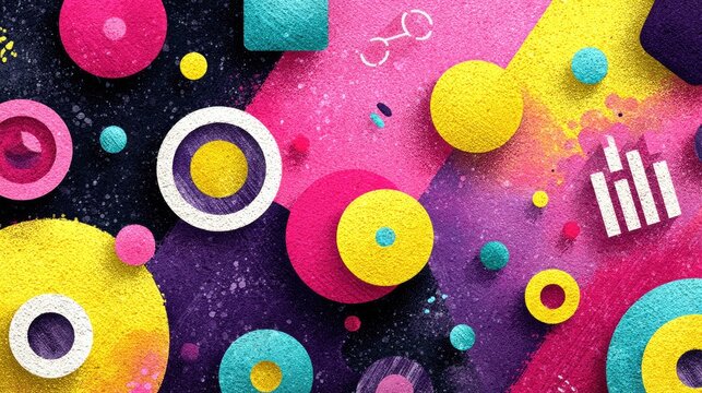 Vibrant Geometric Shapes with Bright Colors for Creative Backgrounds