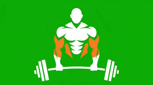 Muscular man vector illustration doing barbell overhead press Green screen video