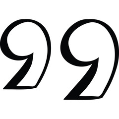 Decorative Black Quotation Marks Symbols Isolated on White Background with Subtle Shadow Effect