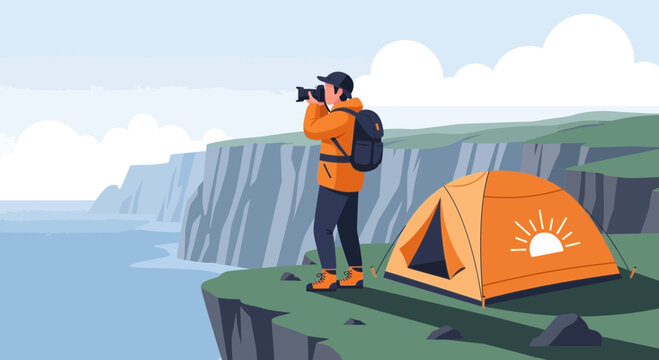 Coastal camping and photography adventure with stunning cliffside landscape