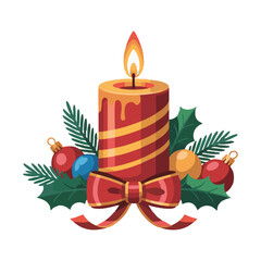 Beautiful Christmas Candle, Cozy Holiday Decoration with Warm Glow