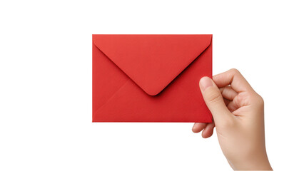 Holding Red Envelope: Communication and Greetings Concept