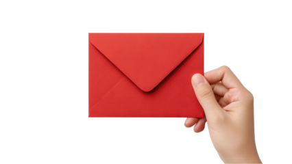 Holding Red Envelope: Communication and Greetings Concept