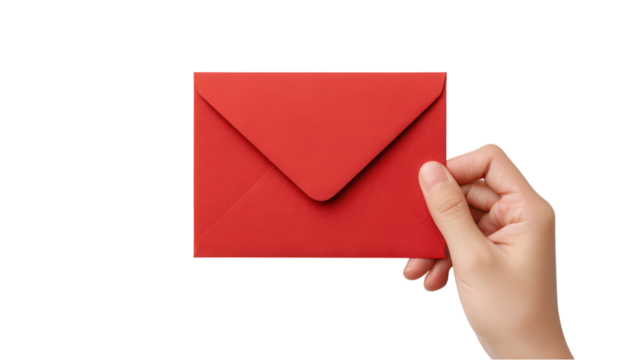 Holding Red Envelope: Communication and Greetings Concept