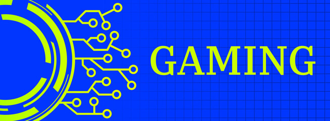 Gaming Tech Circle Circuit Green Blue Horizontal Text 