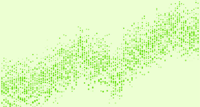 Abstract green dotted financial graph chart sparkling background. Vector minimal tech design