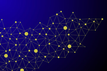 Futuristic Yellow Network Connection, Abstract Digital Technology Background.