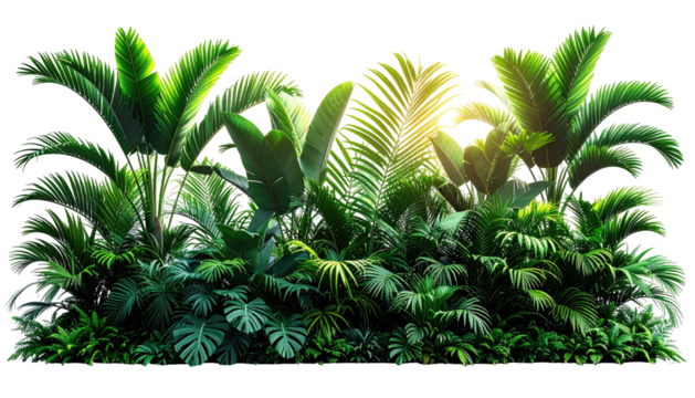 Lush, vibrant jungle plants with diverse textures