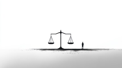 Justice scales and person, contemplating balance