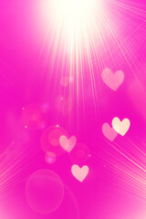 Pink Heart Background with Light Rays &ndash; Romantic Love and Valentine Concept