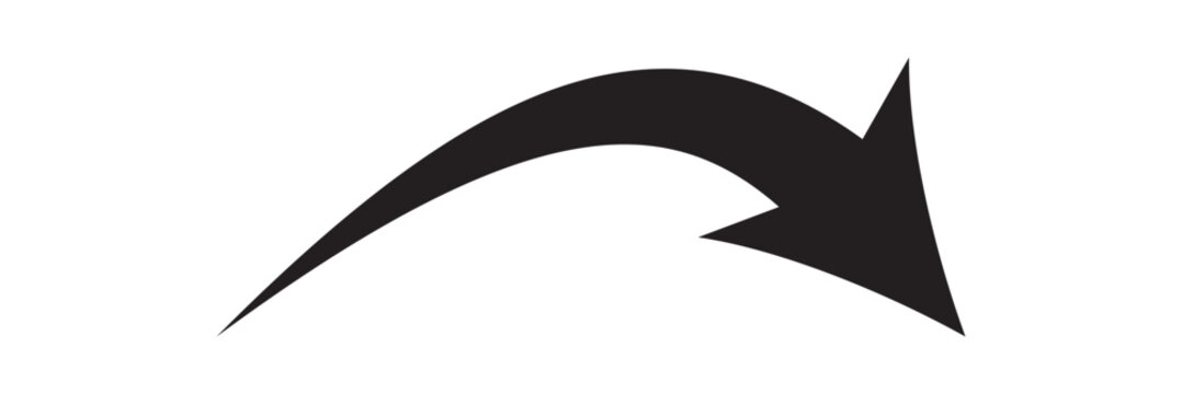 New Vector Illustration Sign nvis - curved arrow right direction vector sign . isolated transparent . black large . big simple icon .