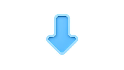 3d icon, 3d rendering of a blue downward arrow isolated on transparent background