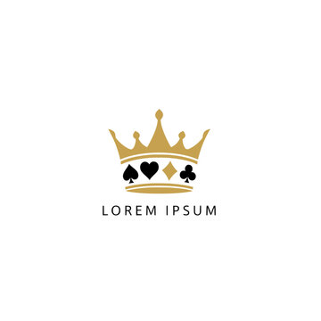 Royal Flush Crown with Card Suits - Casino Logo Design