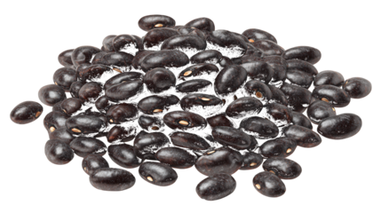 Abundant Pile of Black Beans legumes isolated on a transparent background