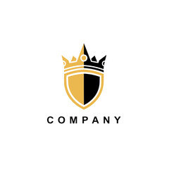 Obraz premium Royal Emblem Logo Design Featuring a Crowned Shield with a Gold and Black Color Scheme, Perfect for a Prestigious Company