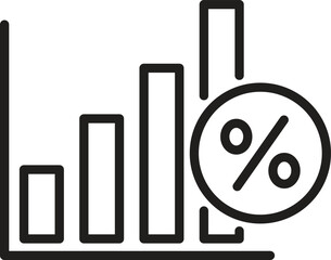 Growth Bar Graph Percentage Analytics Line Art Icon.